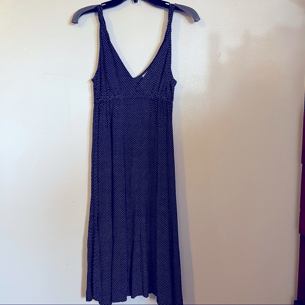 GAP trappy knit sun dress M navy/white micro Polka dot, playful for summer